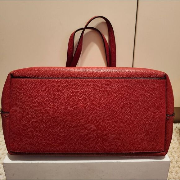 Cole Haan "Piper" Cherry Red Leather Pebbled Tote Bag 16"x13"x6" Ret.$298 - Picture 5 of 8